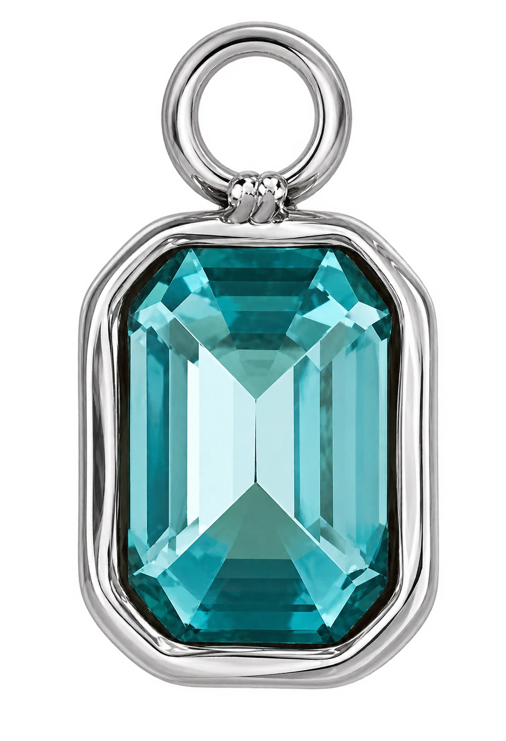 blue stone charm, silver