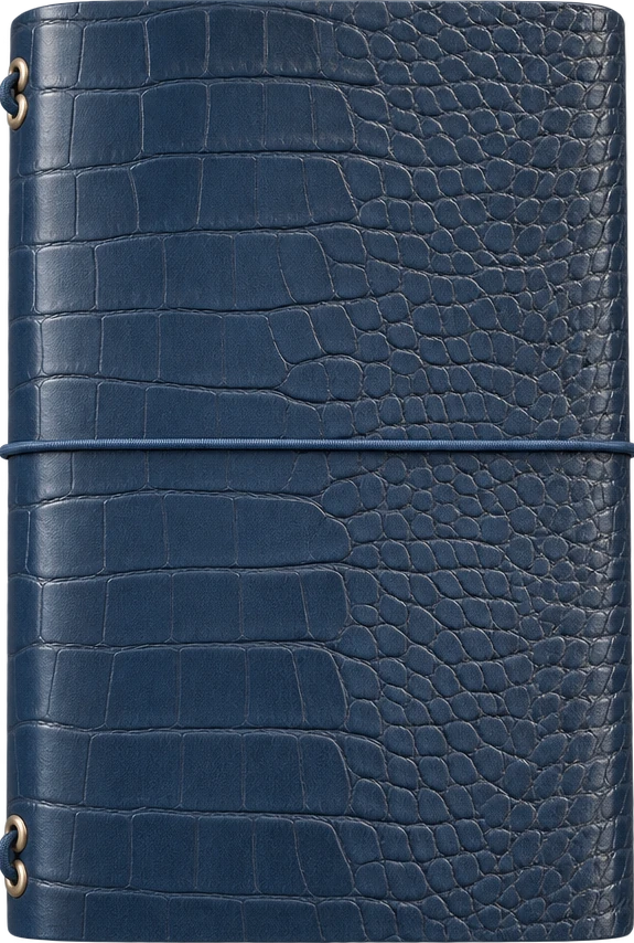 river journal, croc-embossed finish · silver hardware