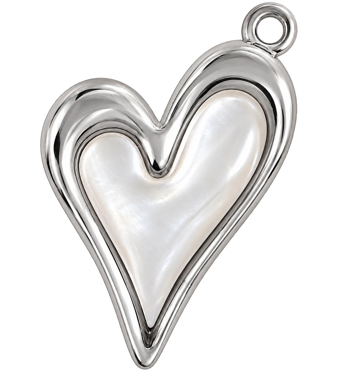 pearl heart charm, silver