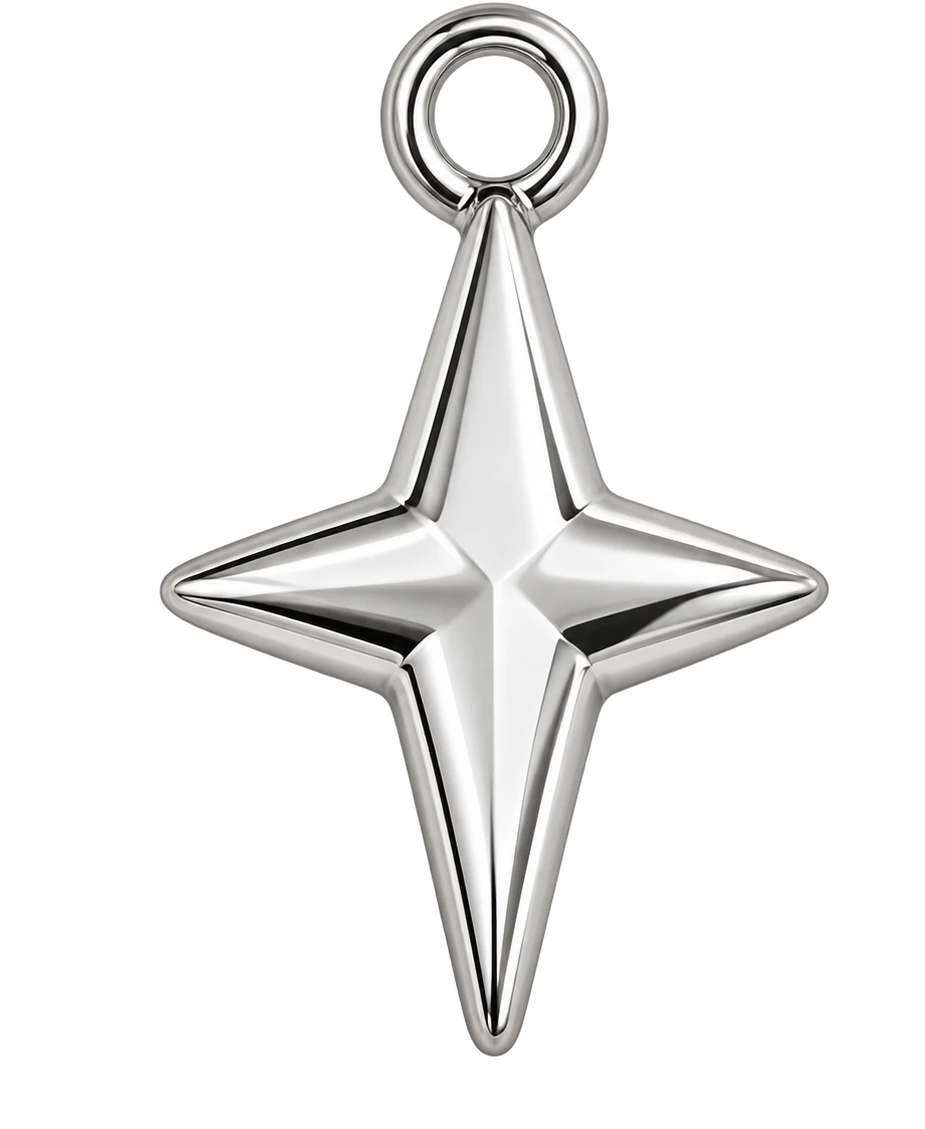 star cross charm, silver