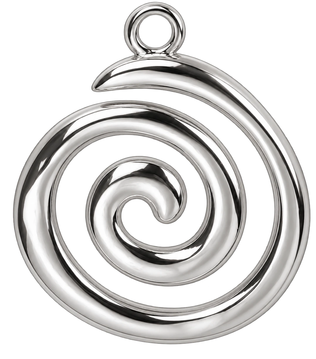 swirl charm, silver