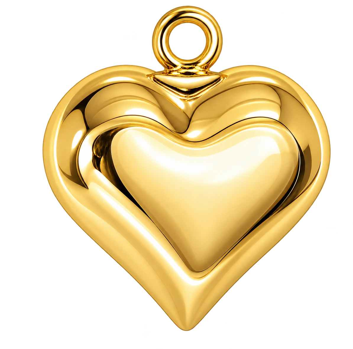 mini puffy heart charm, gold