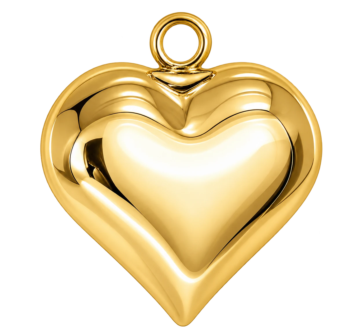puffy heart charm, gold
